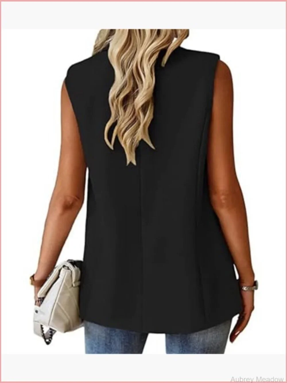 Sleeveless Blazer Vest Women Lightweight Open Front Work Office Jacket with